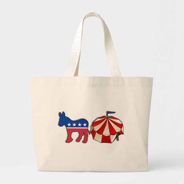 Democrat Donkey Circus Large Tote Bag (Front)