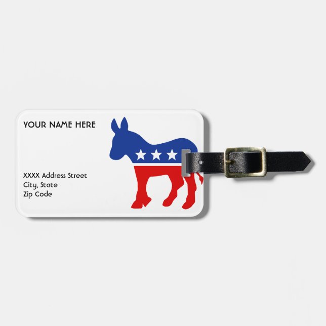 Democrat Donkey Luggage Tag (Front Horizontal)