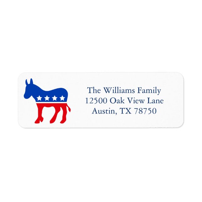 Democrat Donkey Political Party Adresse de retour (Devant)