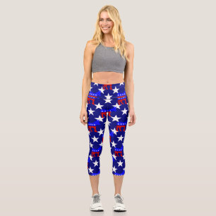 democrat donkey politics election stars capri leggings
