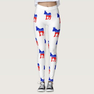 Democrat Donkey Symbol Red White and Blue Leggings