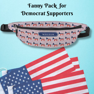 Democrat Donkeys Pattern Red Blue Stripes Fanny Pack