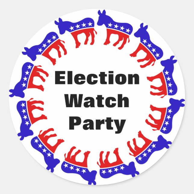 Democrat Election Watch Party Classic Round Sticker (Front)