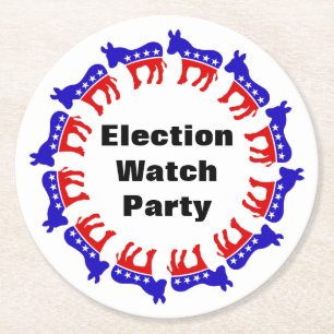 Democrat Election Watch Party Round Paper Coaster