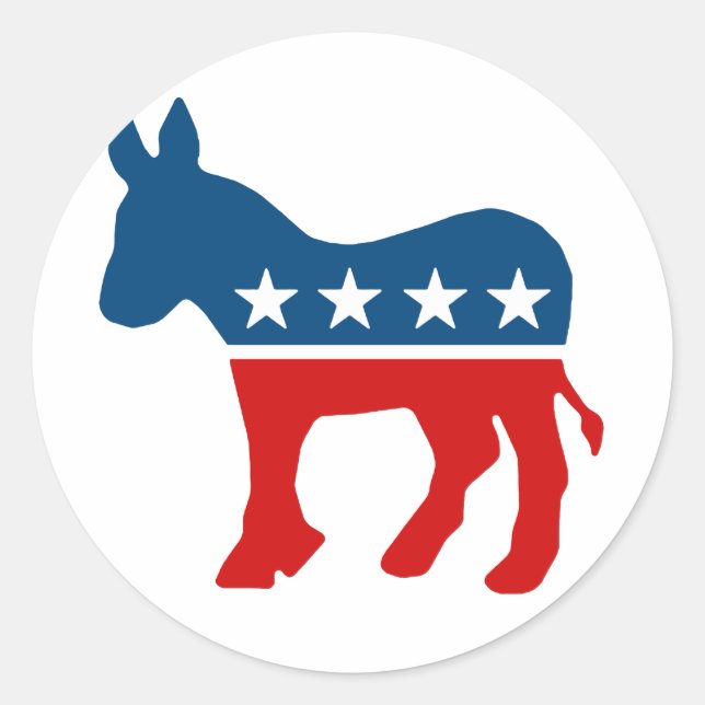 DEMOCRAT LOGO CLASSIC ROUND STICKER (Front)