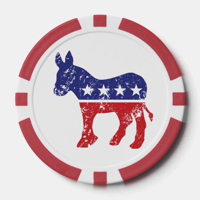 Democrat Original Donkey Distressed Poker Chips (Front)