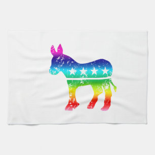Democrat Original Donkey Distressed Rainbow Kitchen Towel