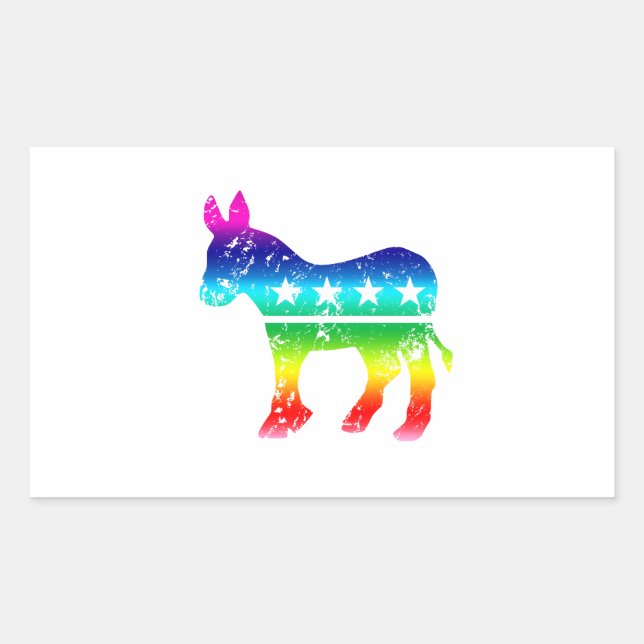 Democrat Original Donkey Distressed Rainbow Sticker (Front)