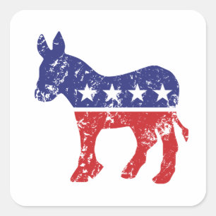 Democrat Original Donkey Distressed Square Sticker