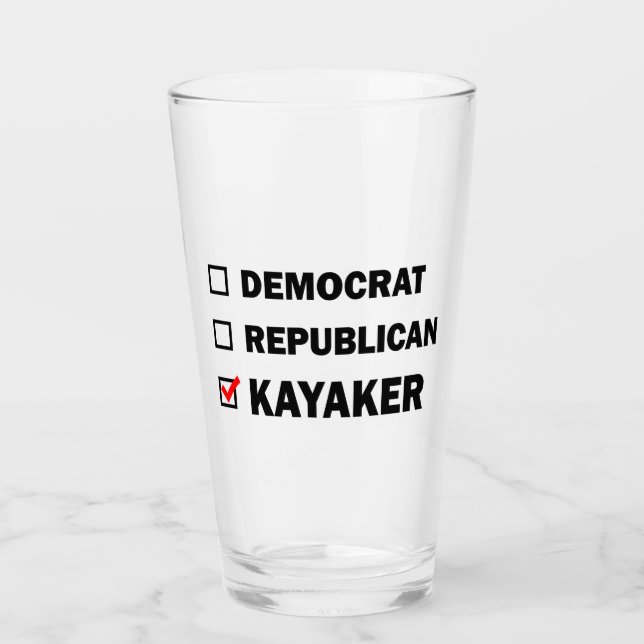 Democrat Republican Kayaker Glass (Front)