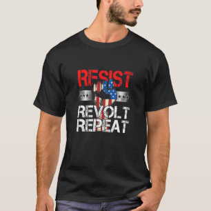 Democrat Resist Revolt Repeat Usa Flag Political E T-Shirt