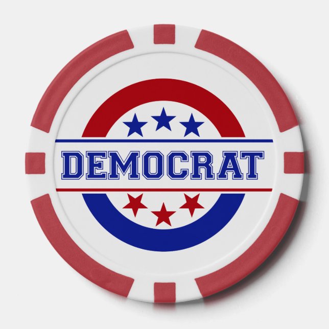 Democrat Stamp Logo Blue Poker Chips (Front)
