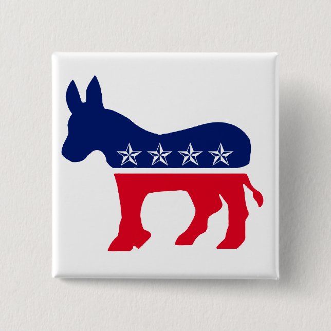 Democratic Donkey 2 Inch Square Button (Front)