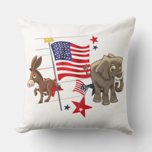 Democratic Donkey and Republican Elephant Throw Pi Throw Pillow