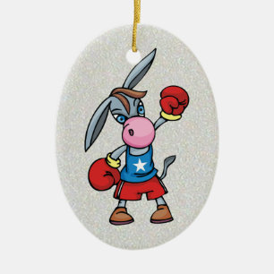 democratic donkey boxing ceramic ornament
