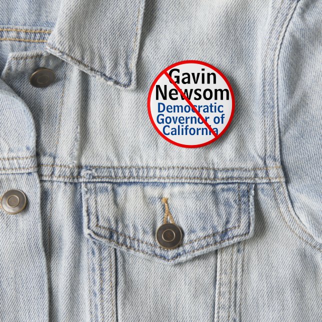 Democratic Gavin Newsom CA Governor 2 Inch Round Button (In Situ)