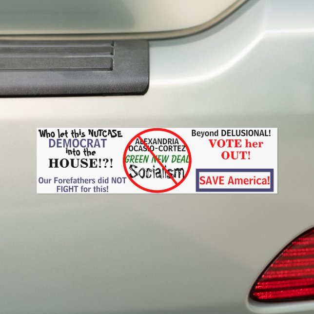 Democratic Ocasio-Cortez Green New Deal Bumper Sticker (On Car)