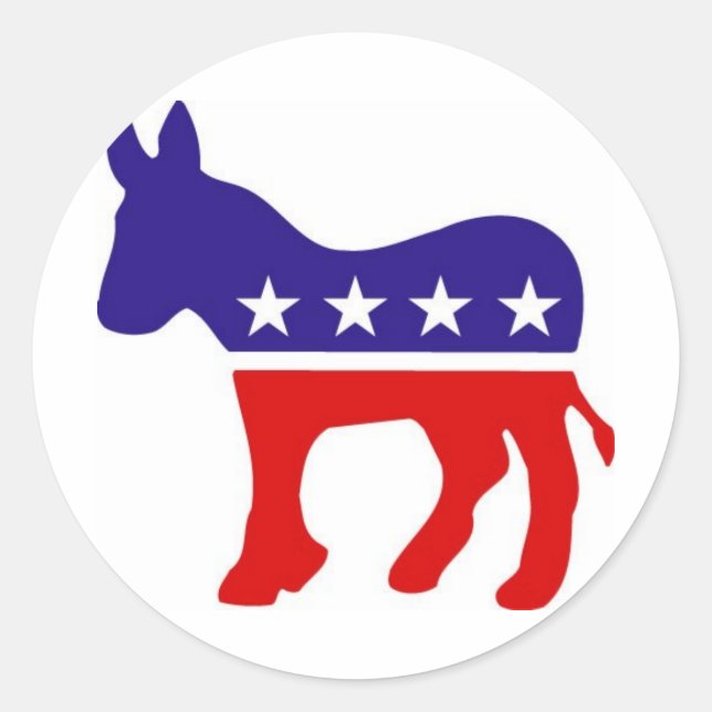 Democratic Party Donkey Round Stickers (Front)