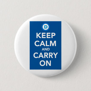 Democratic Party Keep Calm Blue.png 2 Inch Round Button