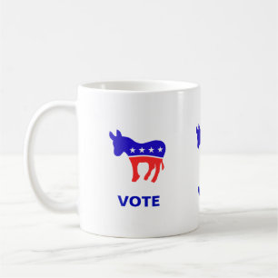 Democratic party logo and editable vote text coffee mug