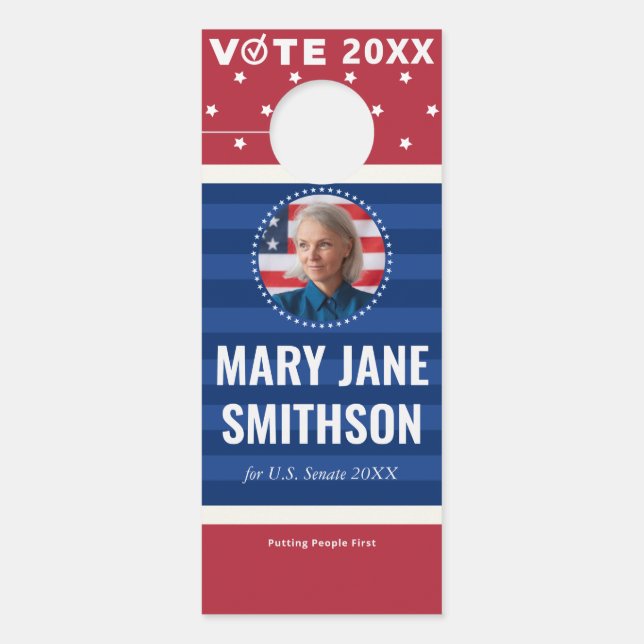 Democratic Political Candidate Canvassing Tool Door Hanger (Front)