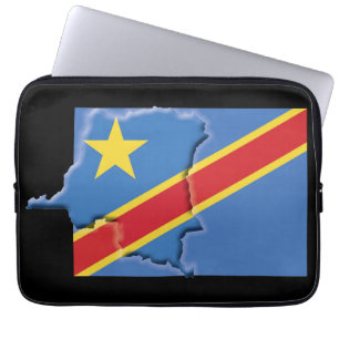DEMOCRATIC REPUBLIC CONGO Flag Map BLACK Laptop Sleeve