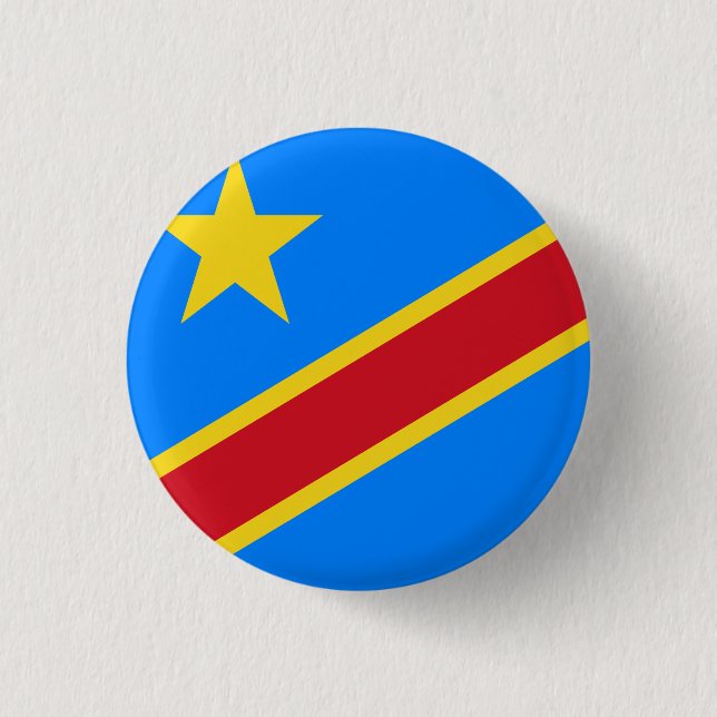 Democratic Republic of the Congo Flag 1 Inch Round Button (Front)