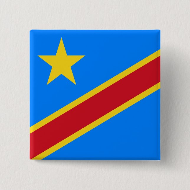 Democratic Republic of the Congo Flag 2 Inch Square Button (Front)
