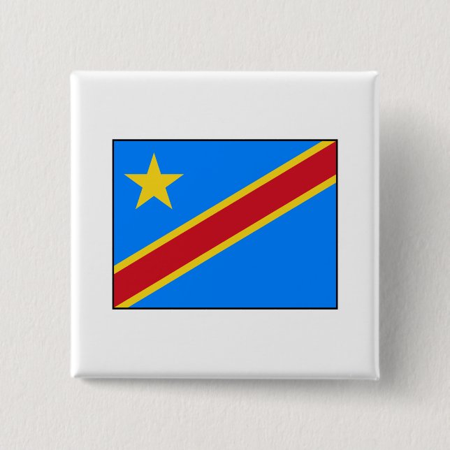 Democratic Republic of the Congo Flag 2 Inch Square Button (Front)