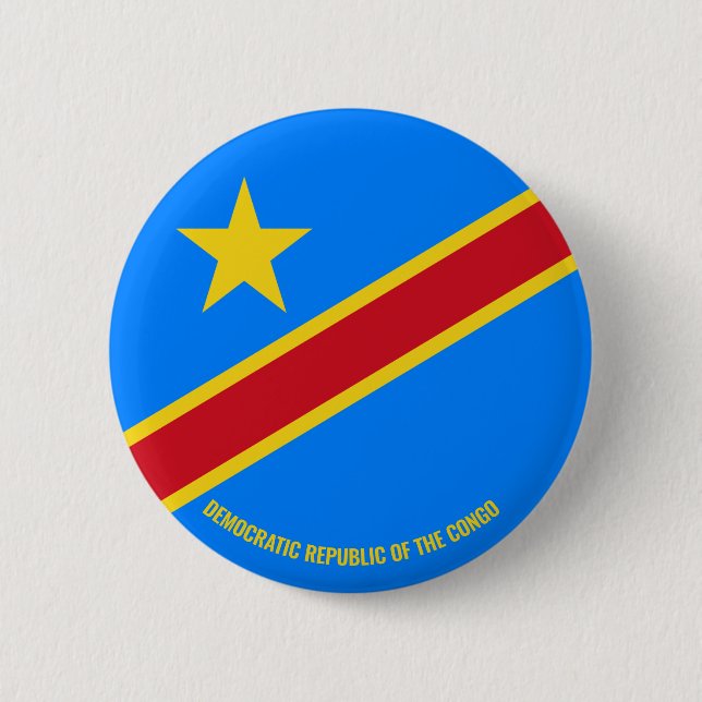 Democratic Republic of the Congo Flag Charming 2 Inch Round Button (Front)