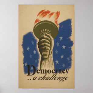 Démocratie Un défi Affiche vintage WPA