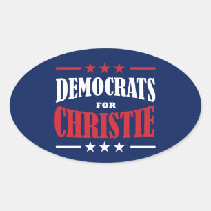 Democrats for Chris Christie Oval Sticker