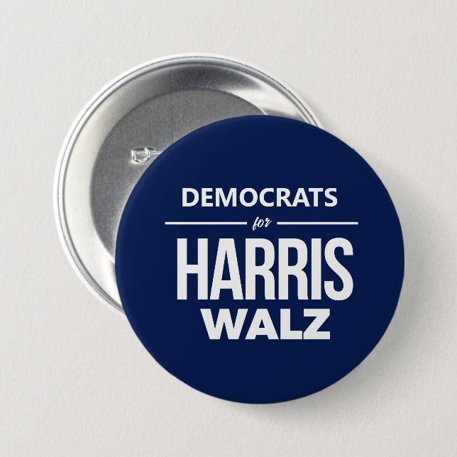 Democrats for Harris Walz 3 Inch Round Button (Front & Back)