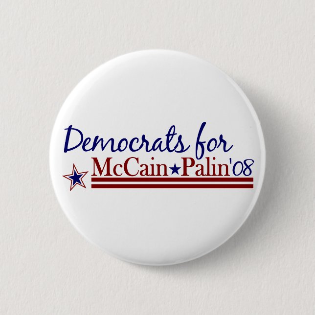 Democrats for McCain Palin 2 Inch Round Button (Front)