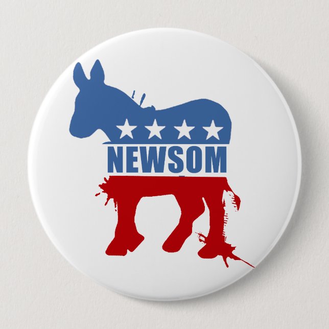 Democrats for Newsom 4 Inch Round Button (Front)