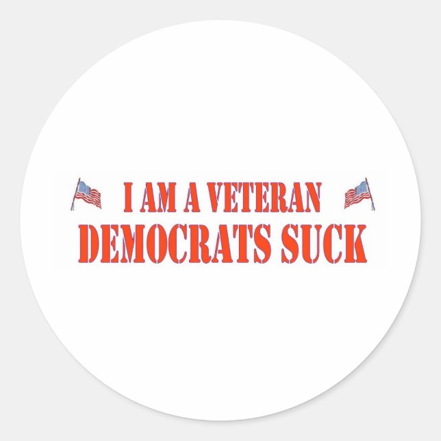 DEMOCRATS SUCK CLASSIC ROUND STICKER (Front)