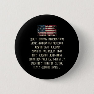 Democrats Values Equality Diversity Education 2 Inch Round Button