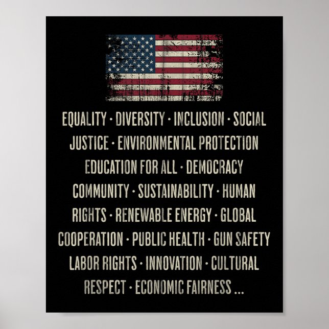 Democrats Values Equality Diversity Education  Poster (Front)