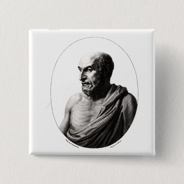 Democritus 2 Inch Square Button (Front)