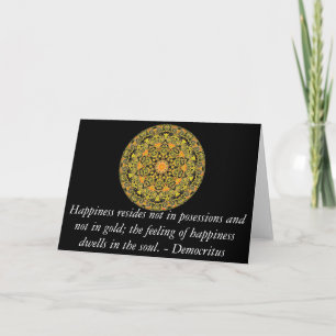Democritus quote about Happiness Card