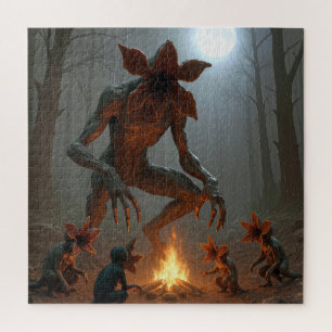 Demogorgon Creatures Gathering Around a Campfire Jigsaw Puzzle
