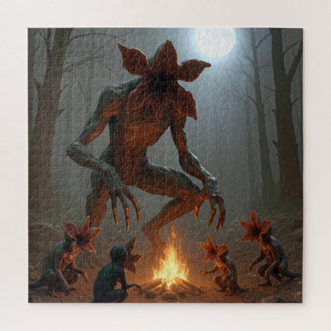 Demogorgon Creatures Gathering Around a Campfire Jigsaw Puzzle (Vertical)