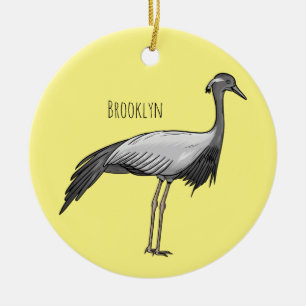 Demoiselle crane bird cartoon illustration ceramic ornament