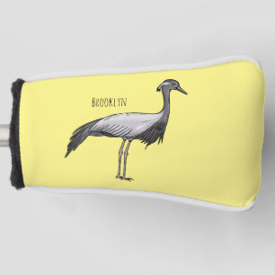 Demoiselle crane bird cartoon illustration  golf head cover