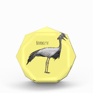 Demoiselle crane bird cartoon illustration photo block