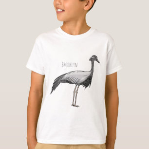 Demoiselle crane bird cartoon illustration  T-Shirt