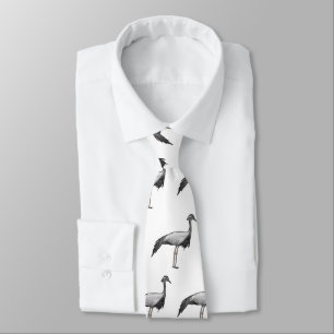 Demoiselle crane bird cartoon illustration tie