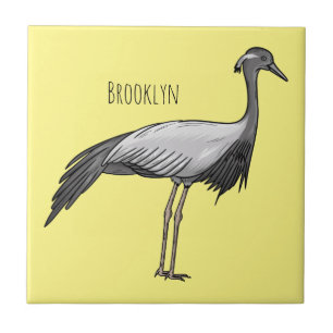Demoiselle crane bird cartoon illustration  tile