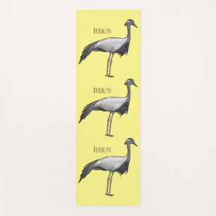 Demoiselle crane bird cartoon illustration  yoga mat