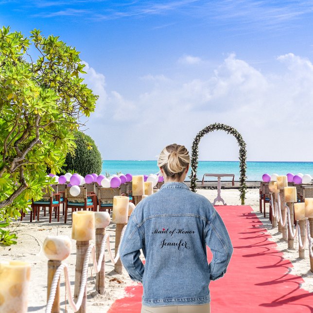 Demoiselle d'honneur personnalisée pour l'enterrem (Custom Maid of Honor Wedding Bachelorette Party Denim Jacket)